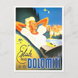 Summer in Dolomites Italy vintage travel Postcard