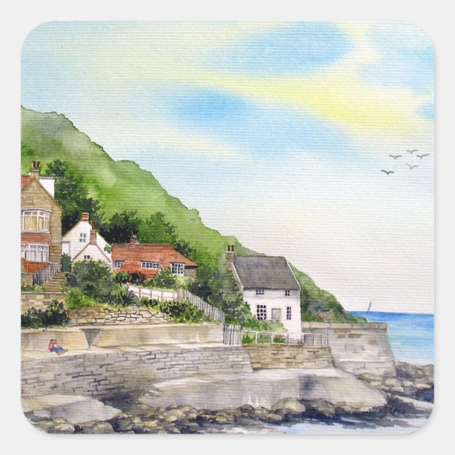 Summer in Runswick Bay England Farida Greenfield Square Sticker (Front)