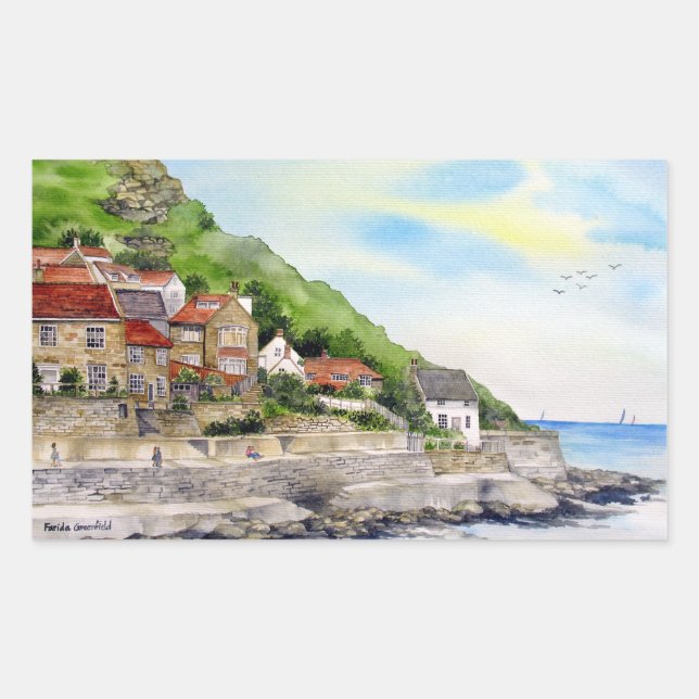 Summer in Runswick Bay England Farida Greenfield Sticker (Front)