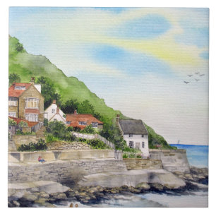 Summer in Runswick Bay England Farida Greenfield Tile