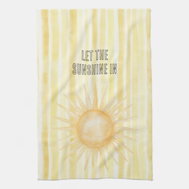 Summer in the Sun Yellow Stripes   Kitchen Towel (Vertical)
