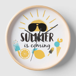 Summer Is Coming - Fun Ice Cream & Sunglasses Wall Clock