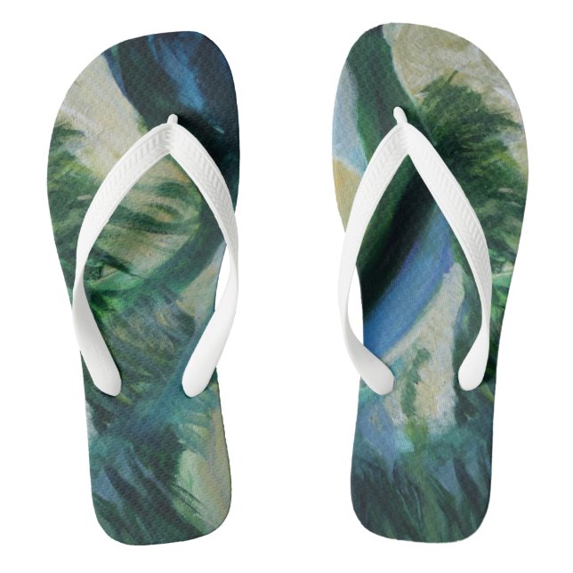 Summer is here Custom Adult, Wide Straps Flip Flops (Footbed)