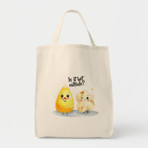 Summer is too hot, popcorn  tote bag
