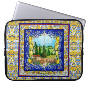 summer italian Majolica blue tiles citrus Laptop Sleeve
