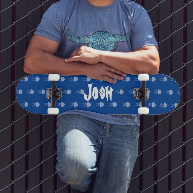 Summer Jellyfish Blue Pattern Name Skateboard (Outdoor 3)