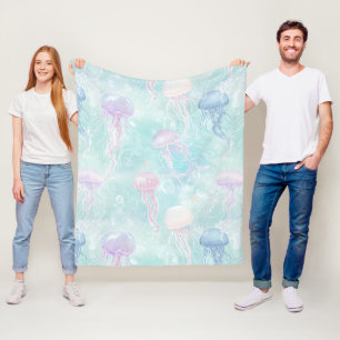 Summer Jellyfish Coastal Pattern Fleece Blanket