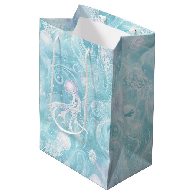 Summer Jellyfish Coastal Pattern Medium Gift Bag (Front Angled)