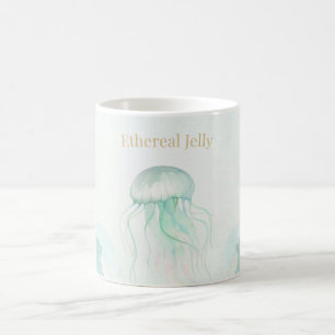 Summer Jellyfish Watercolor Ocean Design Coffee Mug