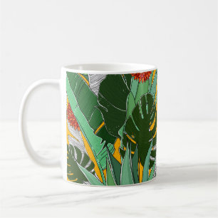 Summer Jungle: Bright Palm Pattern. Coffee Mug