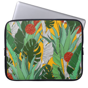 Summer Jungle: Bright Palm Pattern. Laptop Sleeve
