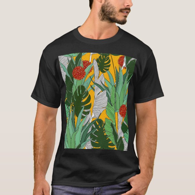 Summer Jungle: Bright Palm Pattern. T-Shirt (Front)