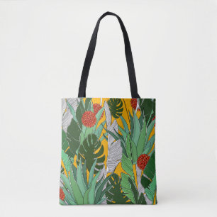 Summer Jungle: Bright Palm Pattern. Tote Bag