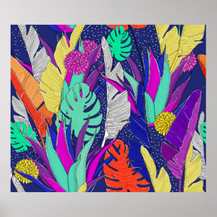Summer jungle pattern with bright colours. Jungle  Poster