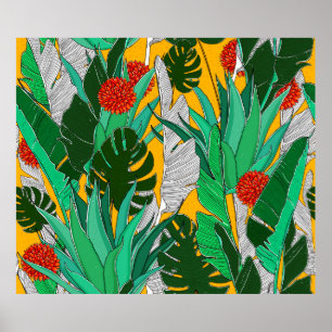 Summer jungle pattern with bright colours. Jungle  Poster