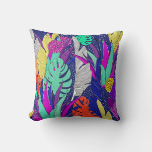 Summer jungle pattern with bright colours. Jungle  Throw Pillow