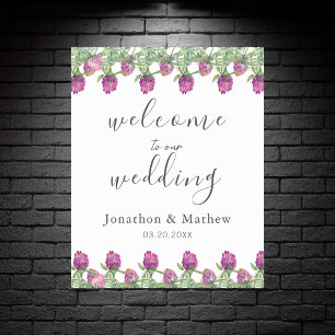 Summer Jungle Watercolour Floral Wedding Welcome Poster