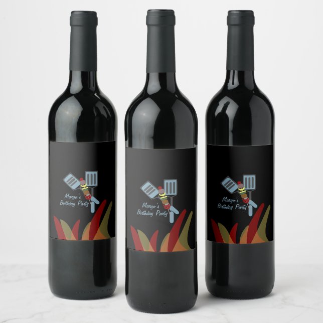 Summer Kabobs Cookout Park Birthday   Wine Label (Bottles)