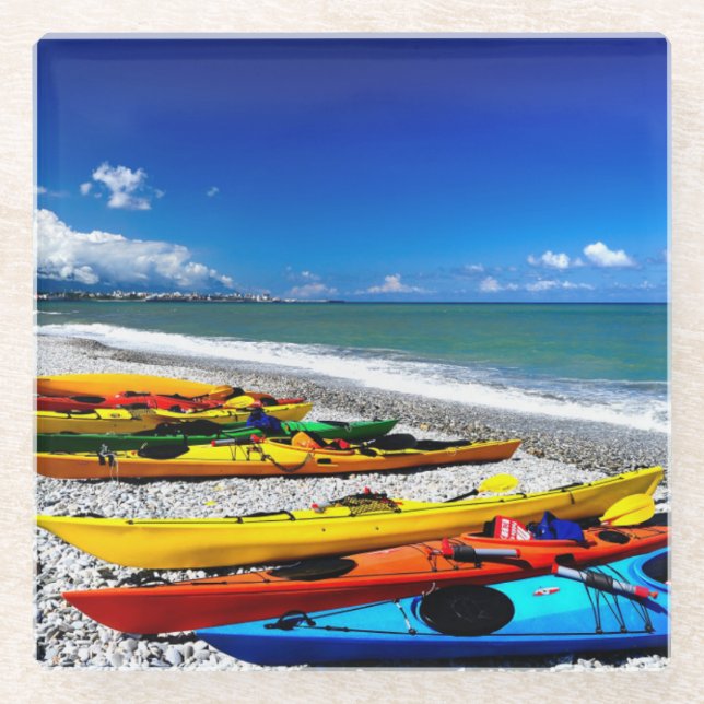 Summer Kayaking Glass Coaster (Front)