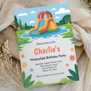 Summer Kids Waterslide Birthday Party Invitation