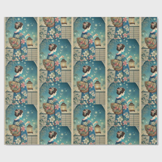 summer kimono&fireflies wrapping paper