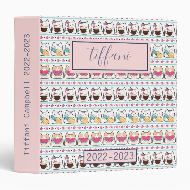 Summer Kitty Cats Eating Fruits Binder (Front/Spine)