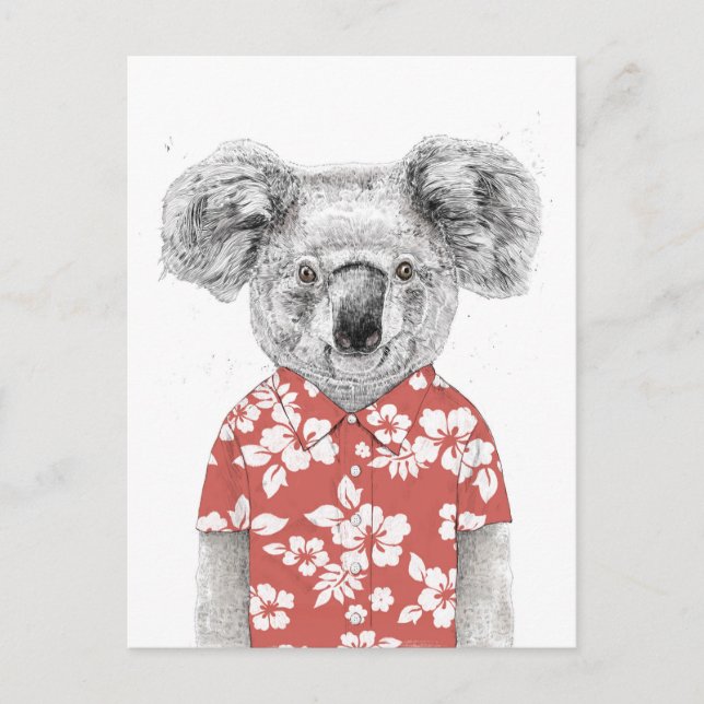 Summer koala (red) postcard (Front)
