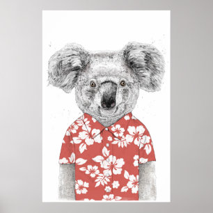 Summer koala (red) poster