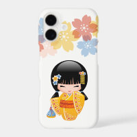 Summer Kokeshi Doll - Yellow Kimono Geisha Girl