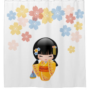 Summer Kokeshi Doll Yellow Kimono Geisha Girl
