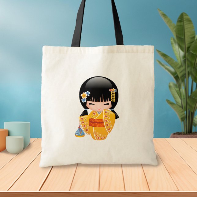 Summer Kokeshi Doll - Yellow Kimono Geisha Girl 2 Tote Bag (Creator Uploaded)