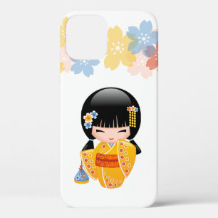 Summer Kokeshi Doll - Yellow Kimono Geisha Girl iPhone 12 Pro Case
