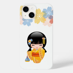 Summer Kokeshi Doll - Yellow Kimono Geisha Girl Case-Mate iPhone 14 Case
