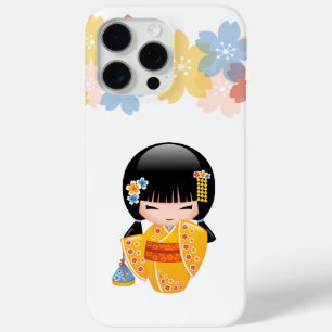 Summer Kokeshi Doll - Yellow Kimono Geisha Girl iPhone 15 Pro Max Case