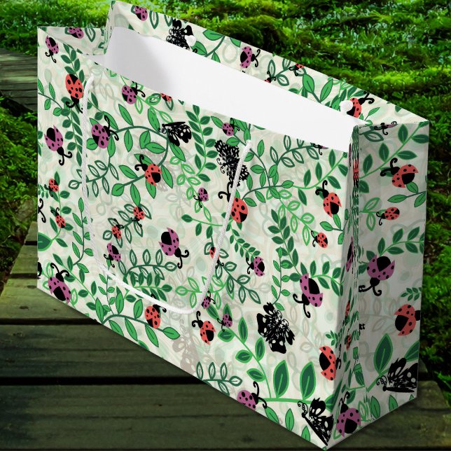 Summer - Lady Bugs, Butterflies Leaves Large Gift Bag (Summer - Lady Bugs, Butterflies Leaves Large Gift Bag)