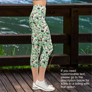 Summer - Lady Bugs, Butterflies Leaves- NO TEXT Capri Leggings