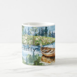 Summer Lake Boat Flowers Serenity Coffee Mug