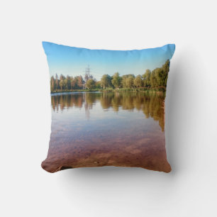 Summer Lake Countryside Landscape Throw Pillow