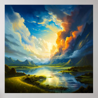 Summer Lake - Four Seasons Illustration