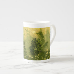 "Summer Lawn" wool painting landscape green shades Bone China Mug