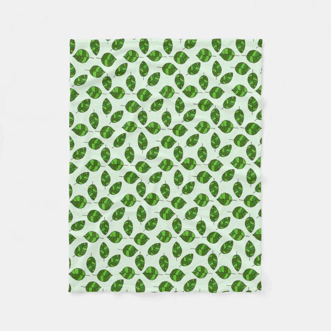Summer Leaves adjustable Green Leaf Pattern Fleece Blanket (Front)