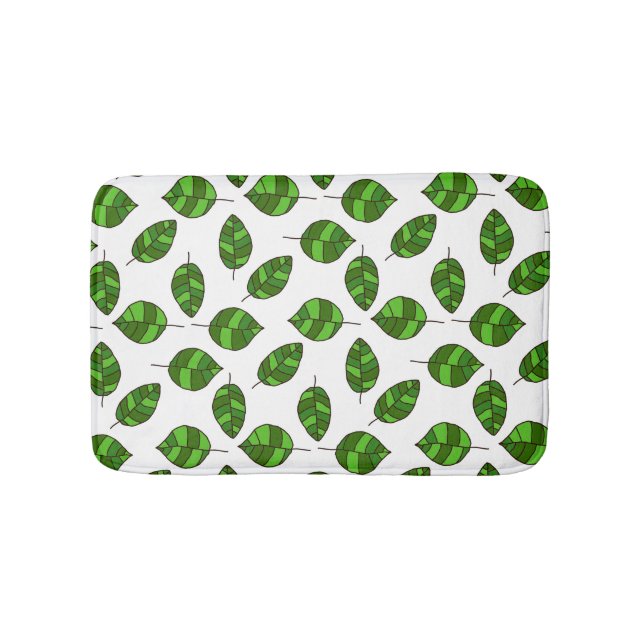 Summer Leaves Green Leaf Pattern on any Colour Bath Mat (Front)