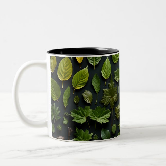 Summer Leaves Knolling Two-Tone Coffee Mug (Left)