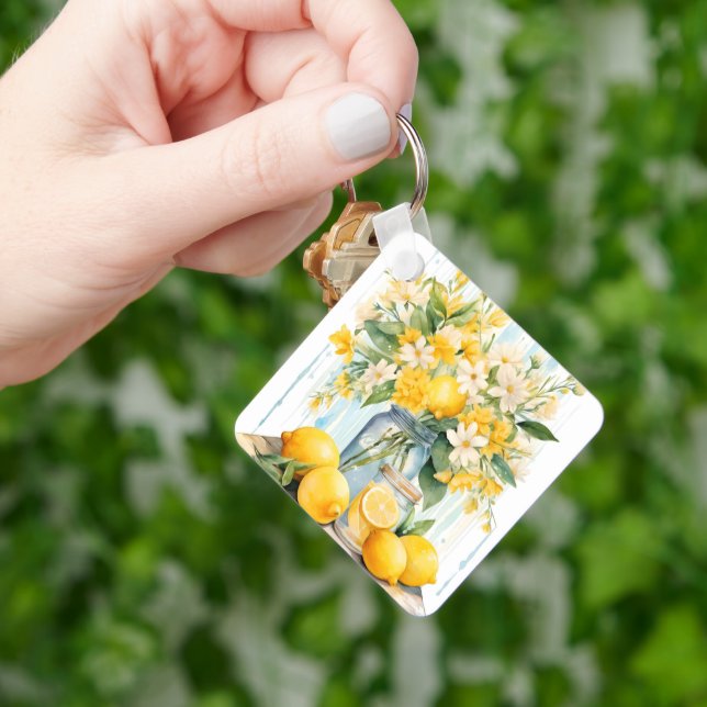 Summer Lemon Blossom Jar Keychain (Hand)