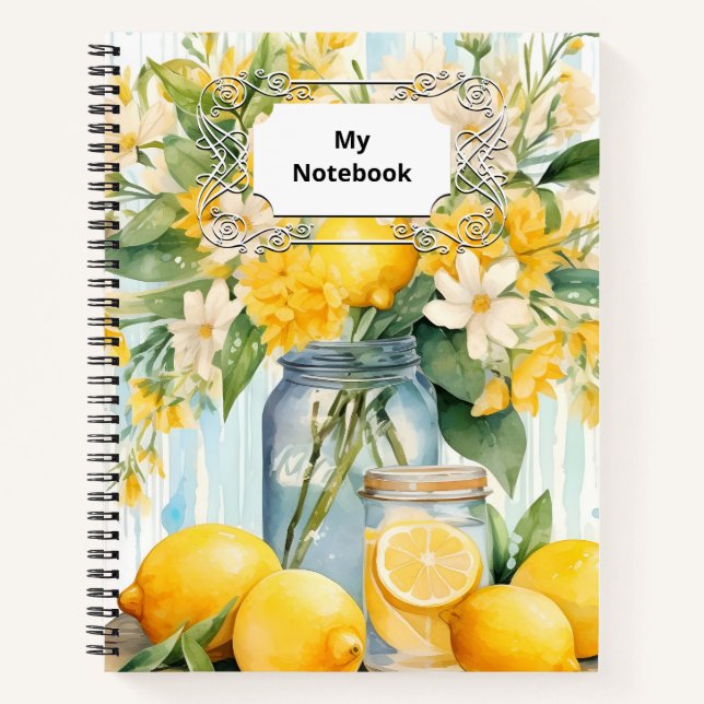 Summer Lemon Blossom Jar Notebook (Front)