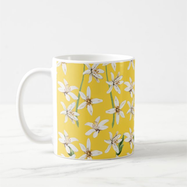 Summer lemon blossom pattern  chinoiserie coffee mug (Left)