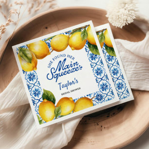 Summer Lemon Bridal Shower Paper Napkin