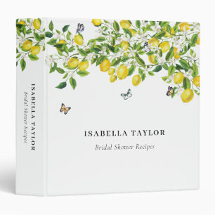 Summer Lemon Butterflies Bridal Shower Binder
