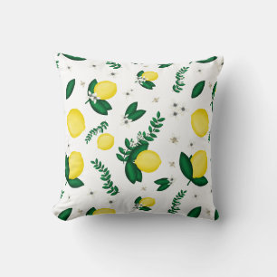 Summer Lemon Buzz Throw Pillow