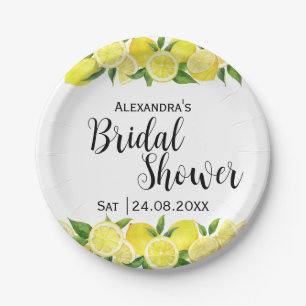Summer Lemon Citrus Bridal Shower Yellow Vibrant Paper Plate